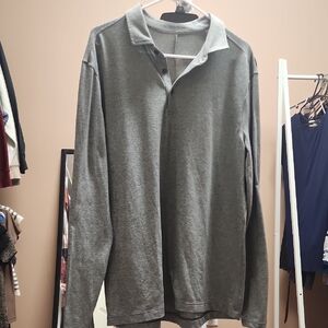 Lululemon Large Men's Gray Long Sleeve Polo Shirt